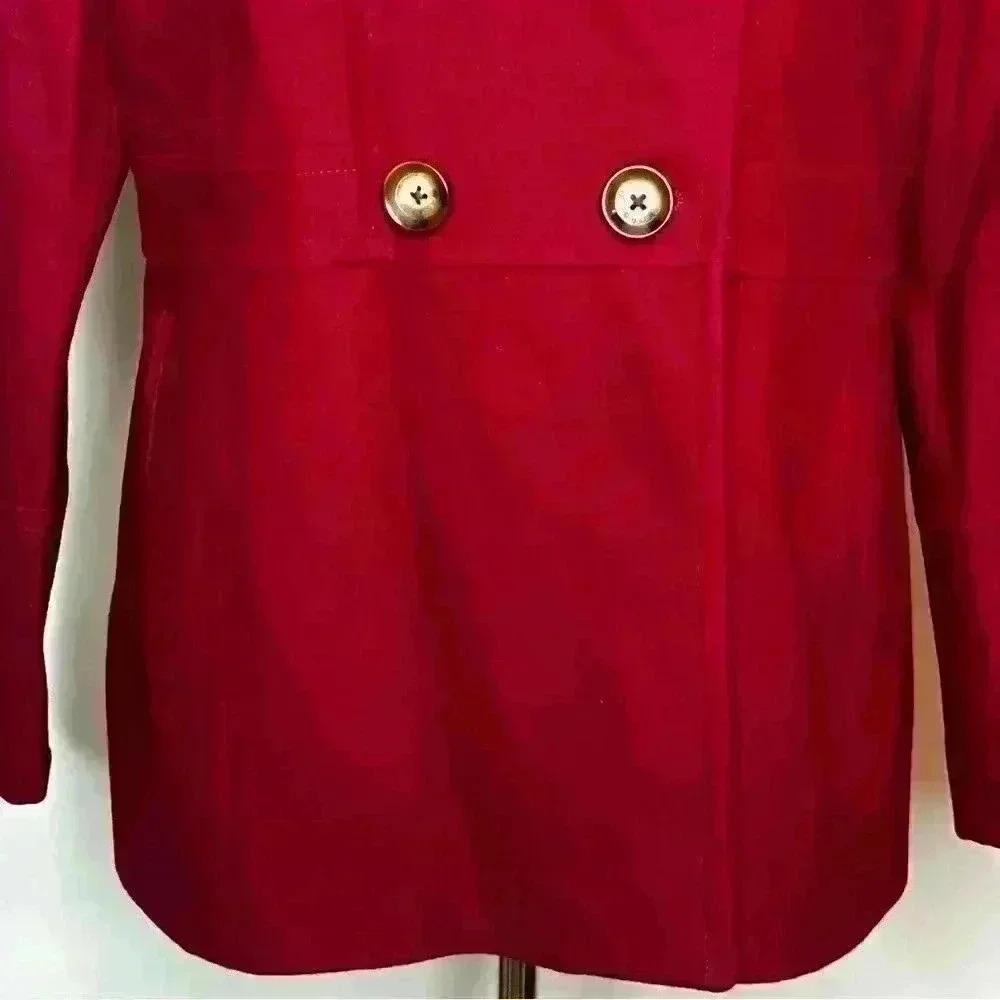 Michael Kors Wool Blend Peacoat‎ Jacket Button Down Women Large Red Lined Warm